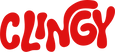 CLINGY logo in red
